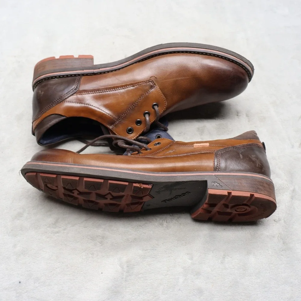 Fluchos Mens 12 Oxford Shoes Brown Leather Lug‎ Sole Derby Dress Casual EU46